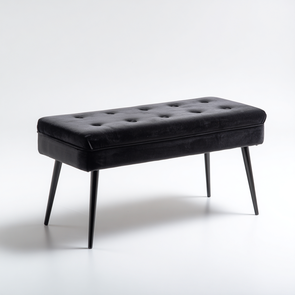 Banco de pie de cama terciopelo 110x45x48 cm - negro - diseño moderno para dormitorio-Monoiohome