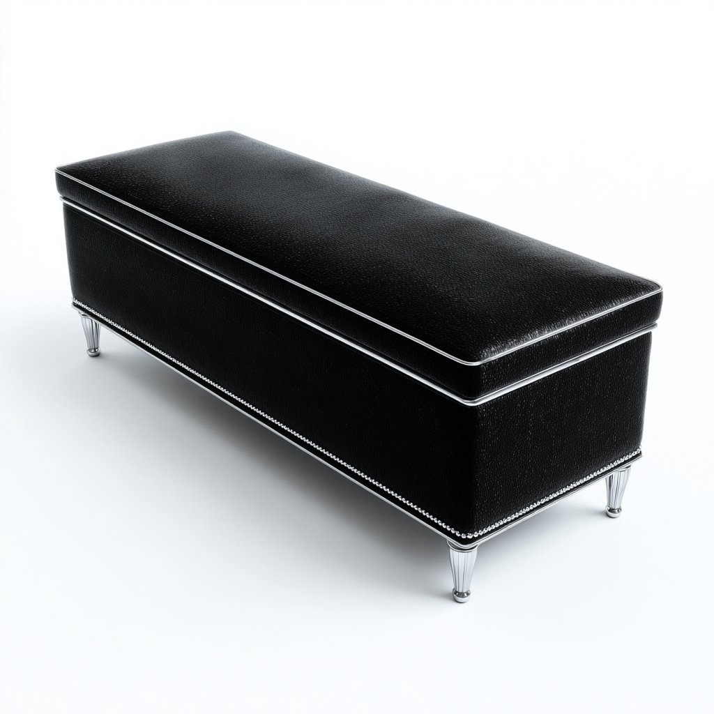 Banco de pie de cama tapizado cuero negro 140x45x48 cm - adecuado para dormitorio - diseño moderno-Monoiohome