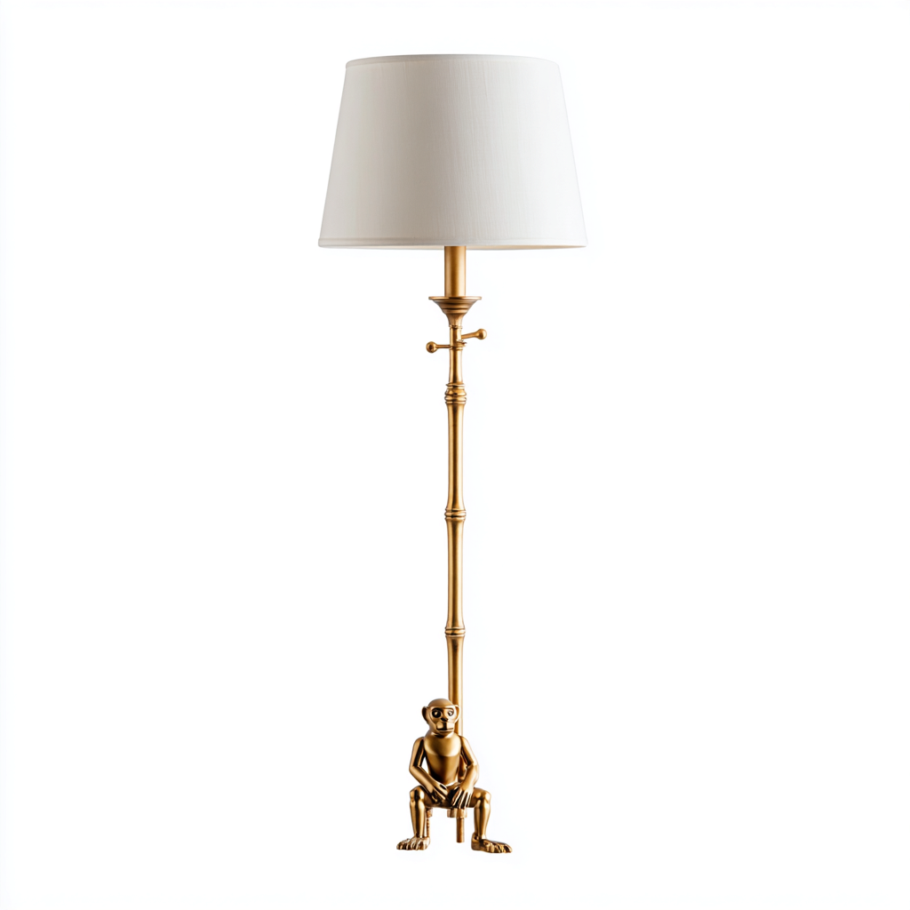 Lámpara de pie metal - tela 34x34x155 cm - blanco - oro - diseño decorativo para salón-Monoiohome