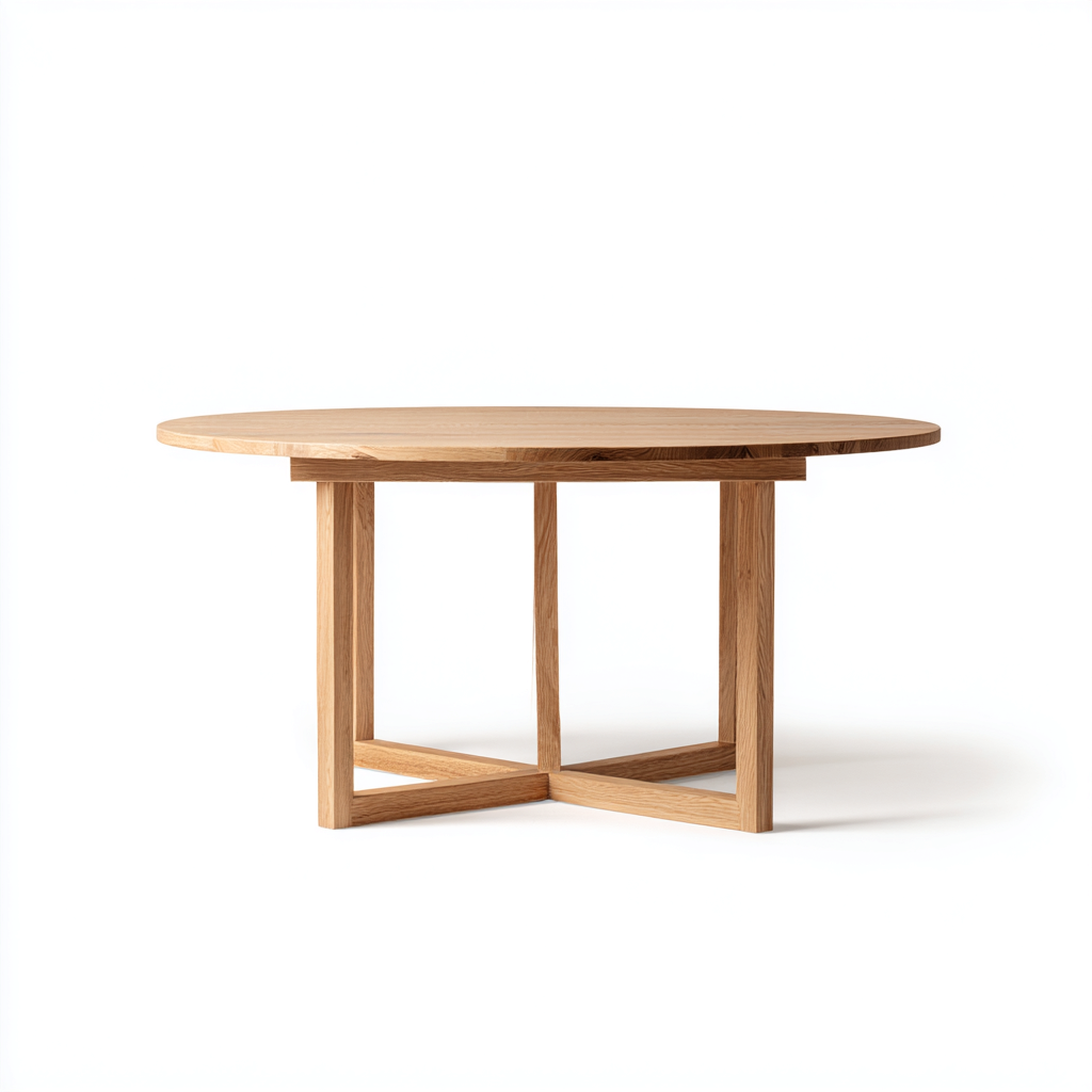 Mesa de comedor redonda madera maciza 120x120x75 cm color natural - diseño moderno - apta para comedor-Monoiohome
