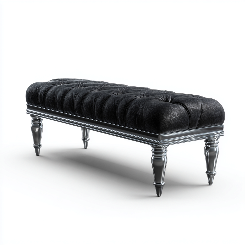 Banco de pie de cama tapizado cuero negro 125x45x48 cm - adecuado para dormitorio - estilo clásico-Monoiohome