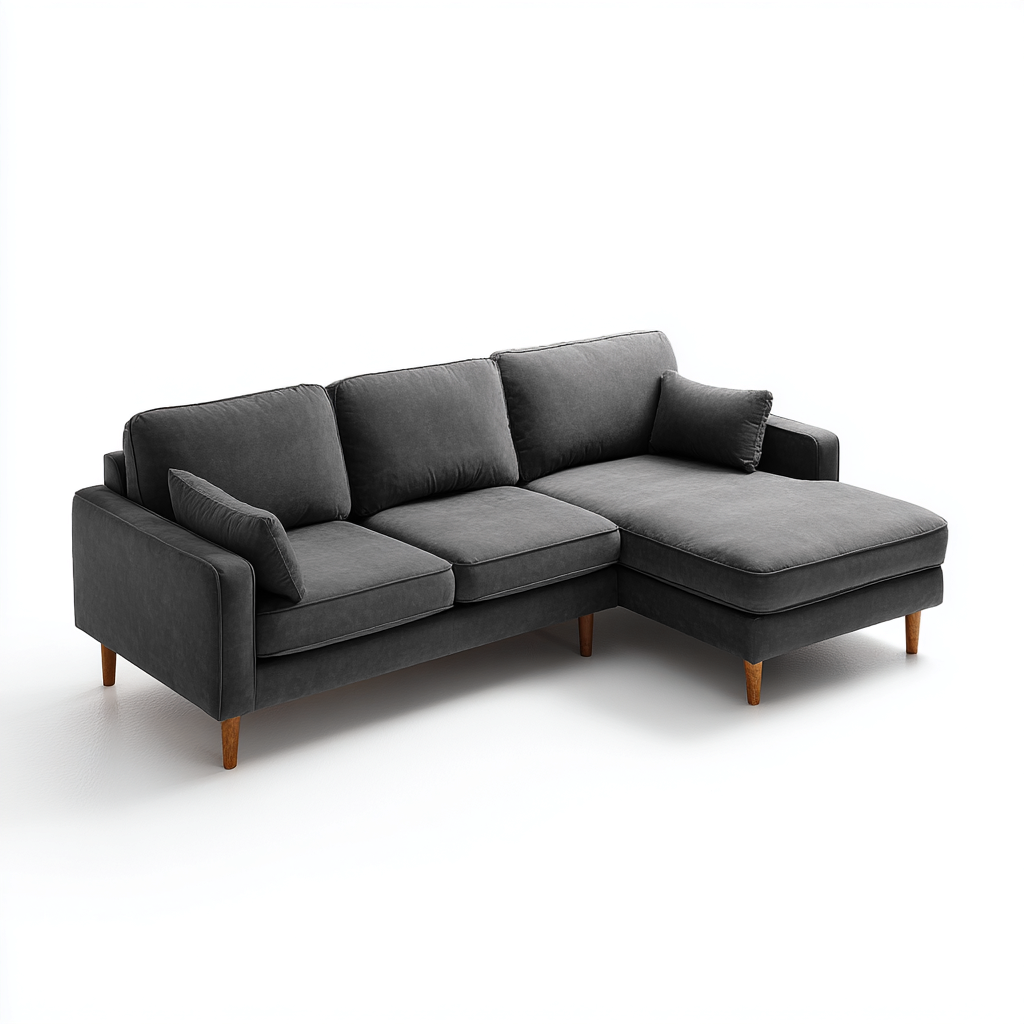 Sofá rinconera tela 260x165x87 cm - gris oscuro - diseño moderno para salón-Monoiohome