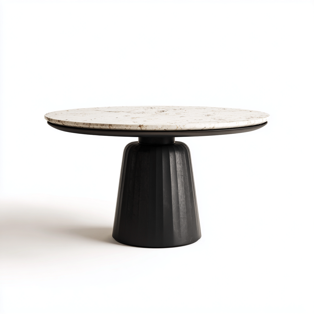 Mesa de comedor mármol y metal 145x145x79 cm blanco - negro para comedor diseño moderno-Monoiohome