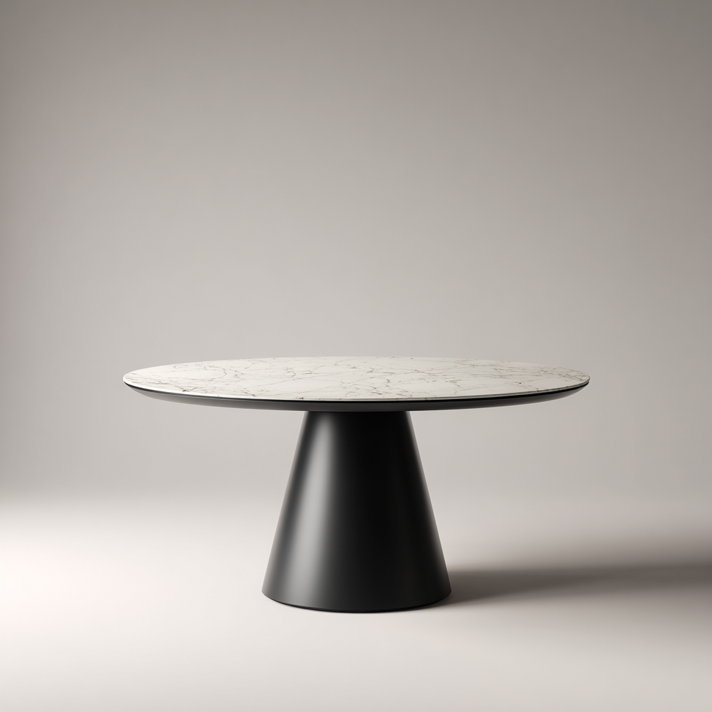 Mesa de comedor mármol y metal 140x140x77 cm blanco - negro para comedor diseño moderno-Monoiohome