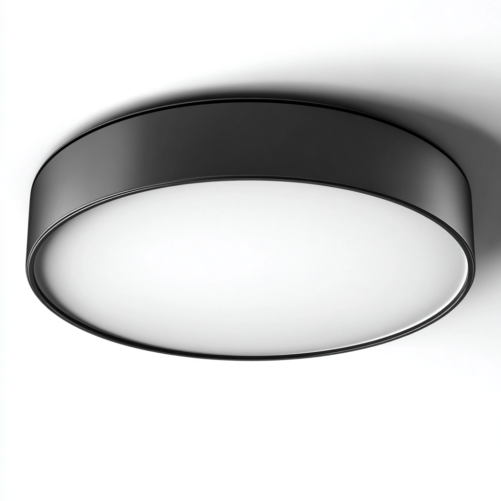 Lámpara de techo - metal y acrílico negro y blanco 32x32x7 cm - diseño minimalista para interiores-Monoiohome