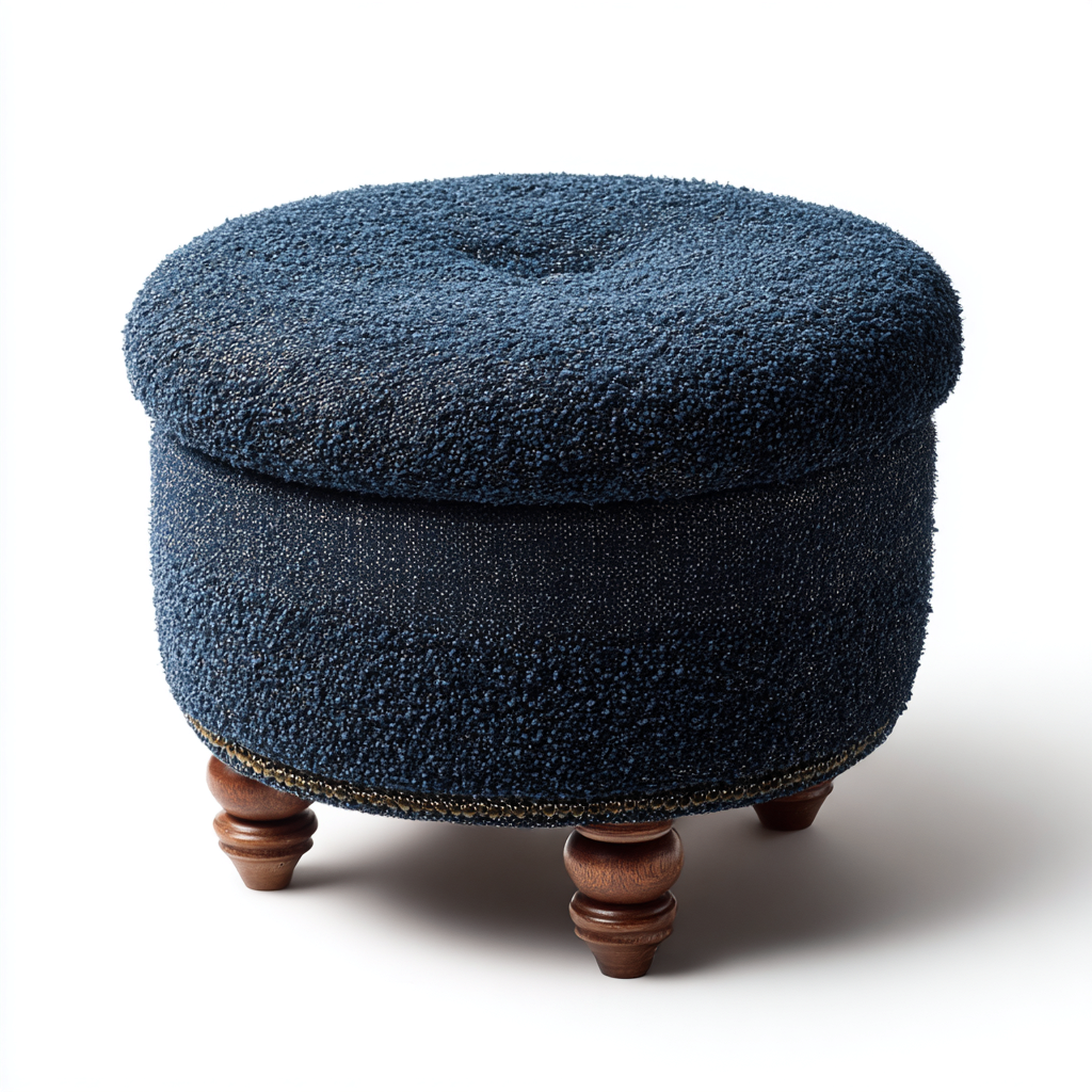 Reposapiés tapizado tela 52x52x45 cm - azul oscuro - estilo clásico - apto para salón-Monoiohome