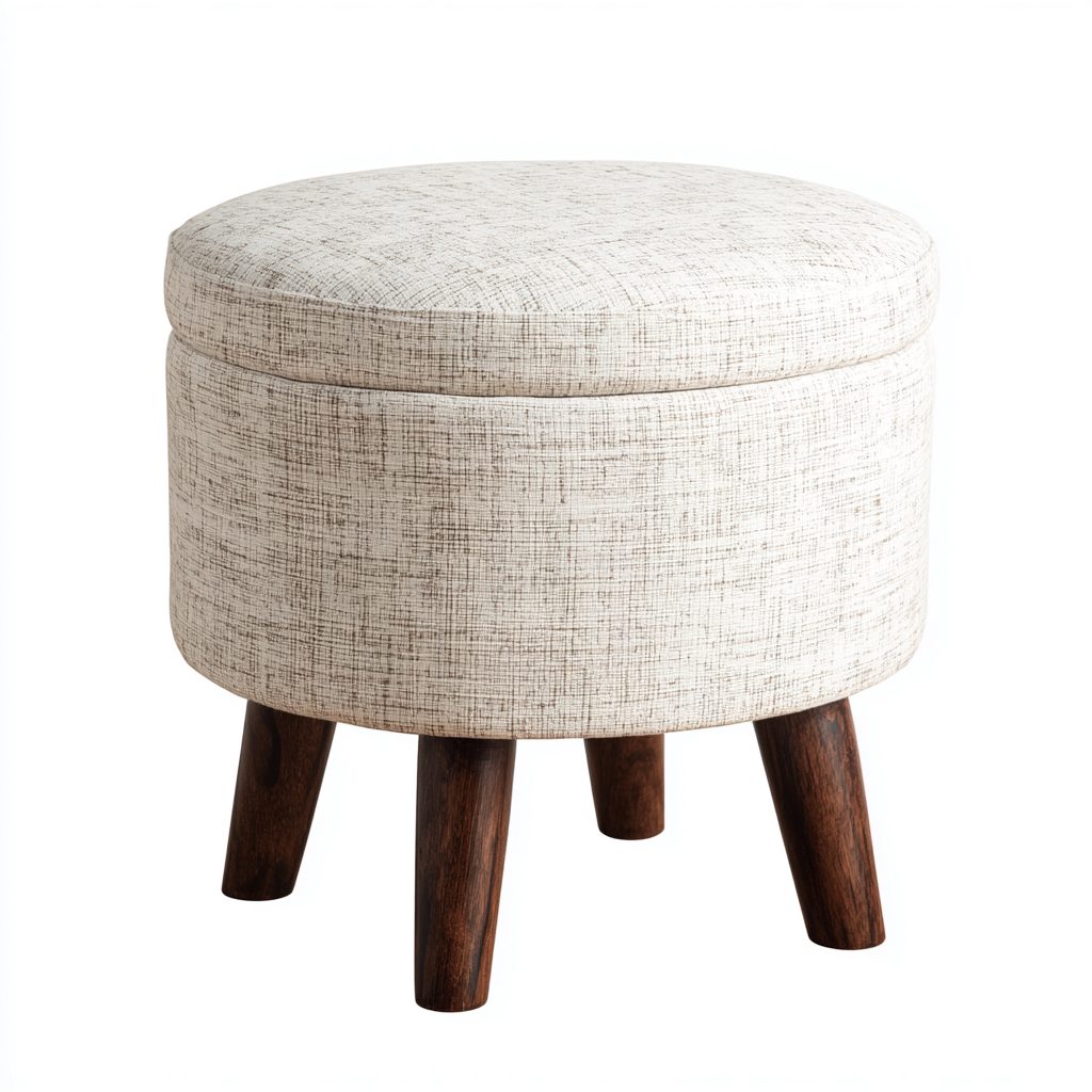 Reposapiés tapizado tela 43x43x48 cm - beige - diseño nórdico - apto para salón-Monoiohome