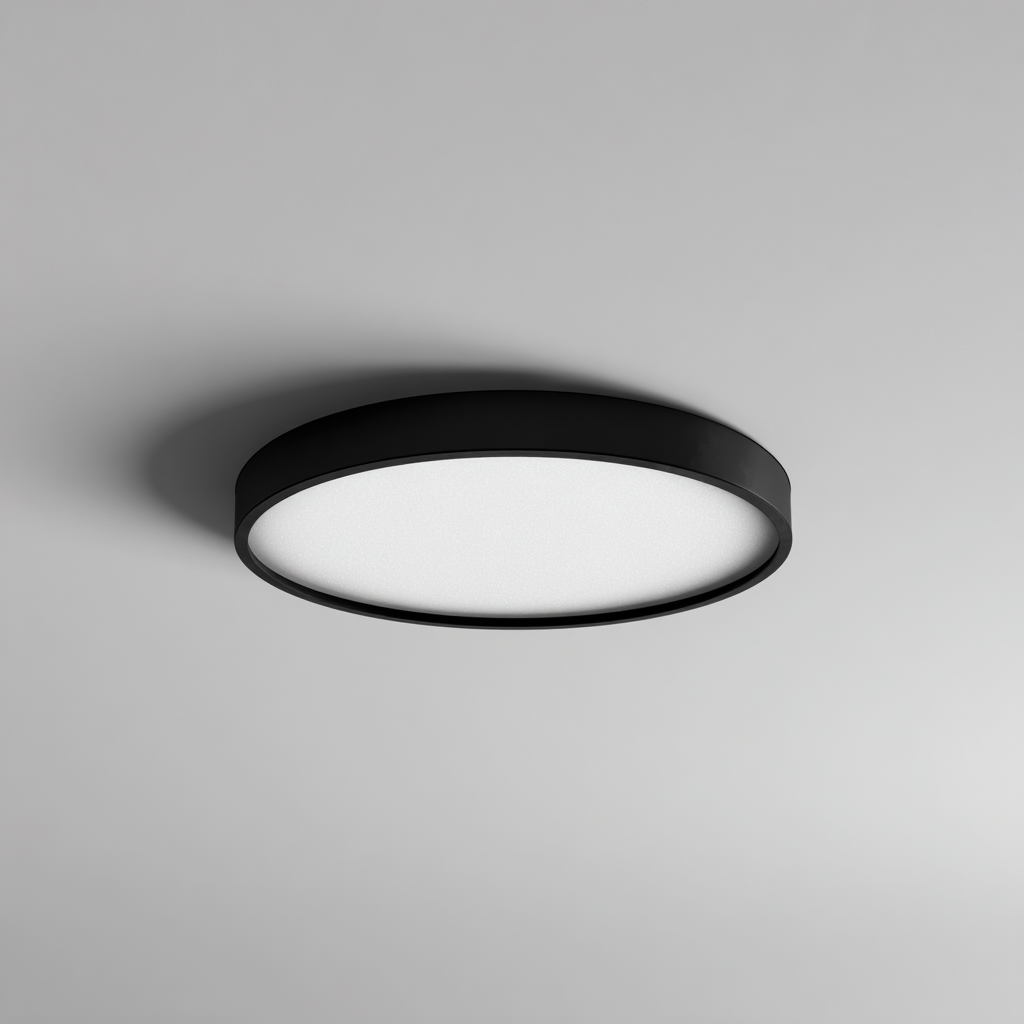 Lámpara de techo - metal negro y difusor acrílico 30x30x5 cm - diseño minimalista para interiores-Monoiohome