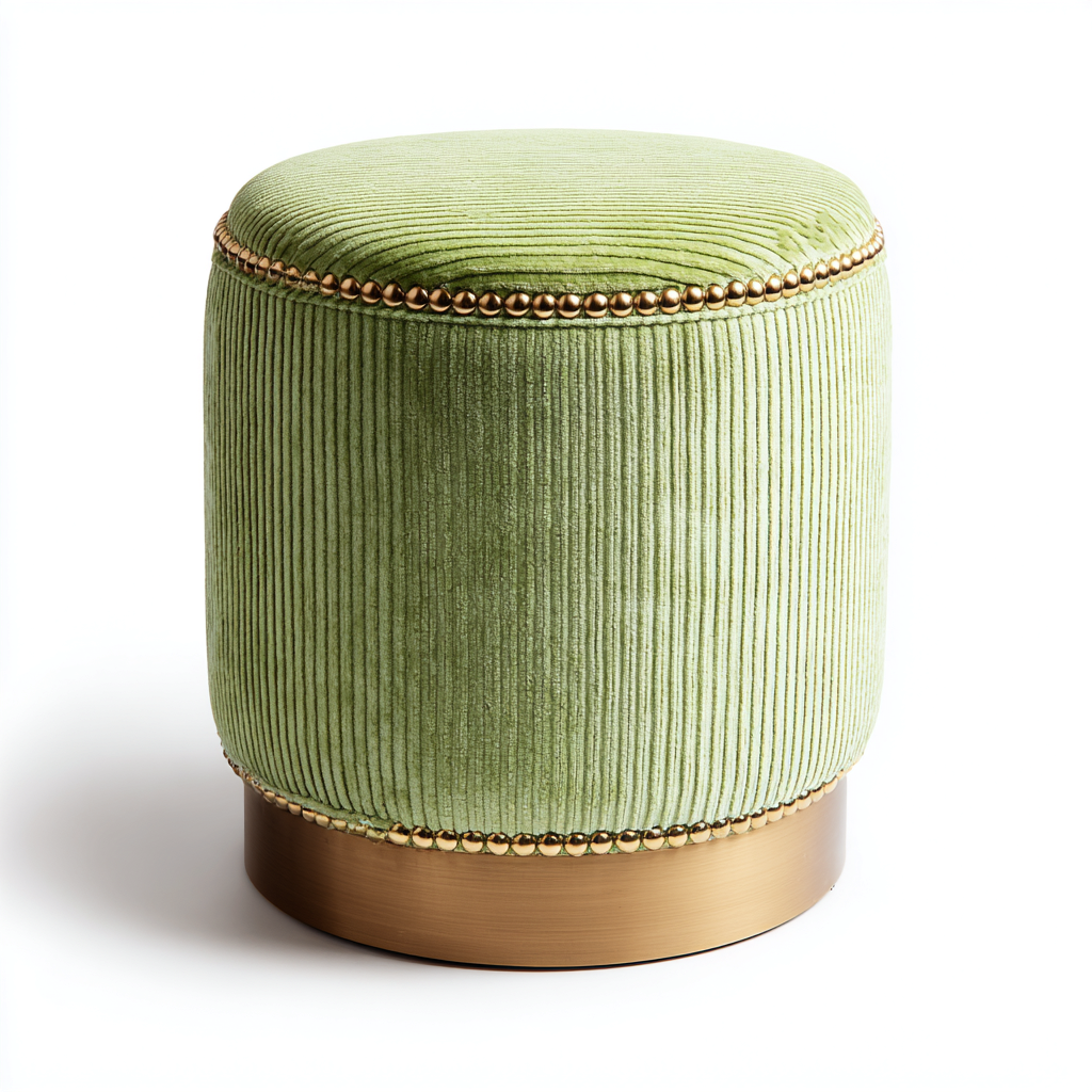 Reposapiés tapizado terciopelo 40x40x48 cm - verde claro - estilo clásico - apto para salón-Monoiohome