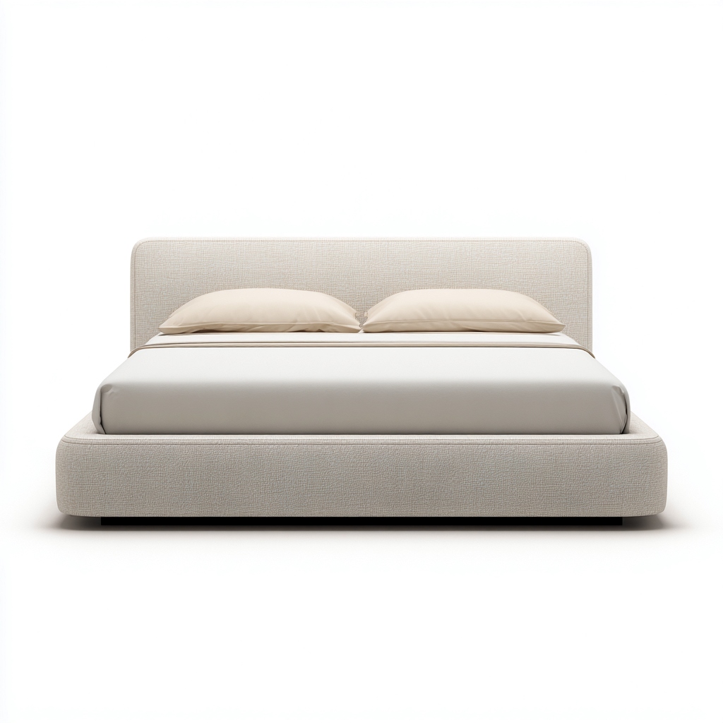 Cama doble tapizada en tela beige - 200 x 180 x 110 - diseño moderno - apta para dormitorio-Monoiohome
