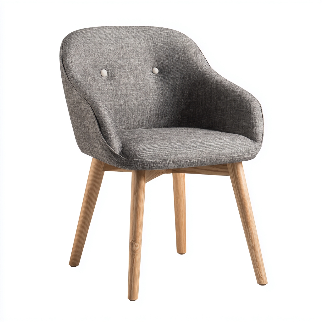 Silla de comedor tapizada con reposabrazos 52x56x84 cm - gris claro - diseño moderno apta para comedor-Monoiohome