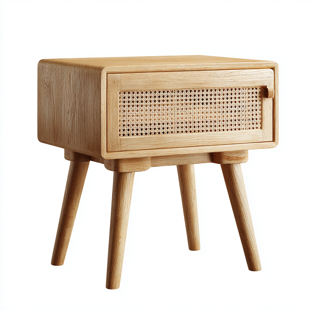 Mesita de noche madera 46x38x56 cm - color natural - diseño moderno para dormitorio-Monoiohome