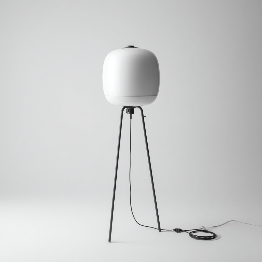 Lámpara de pie metal - plástico 32x32x155 cm - blanco - diseño minimalista para salón-Monoiohome
