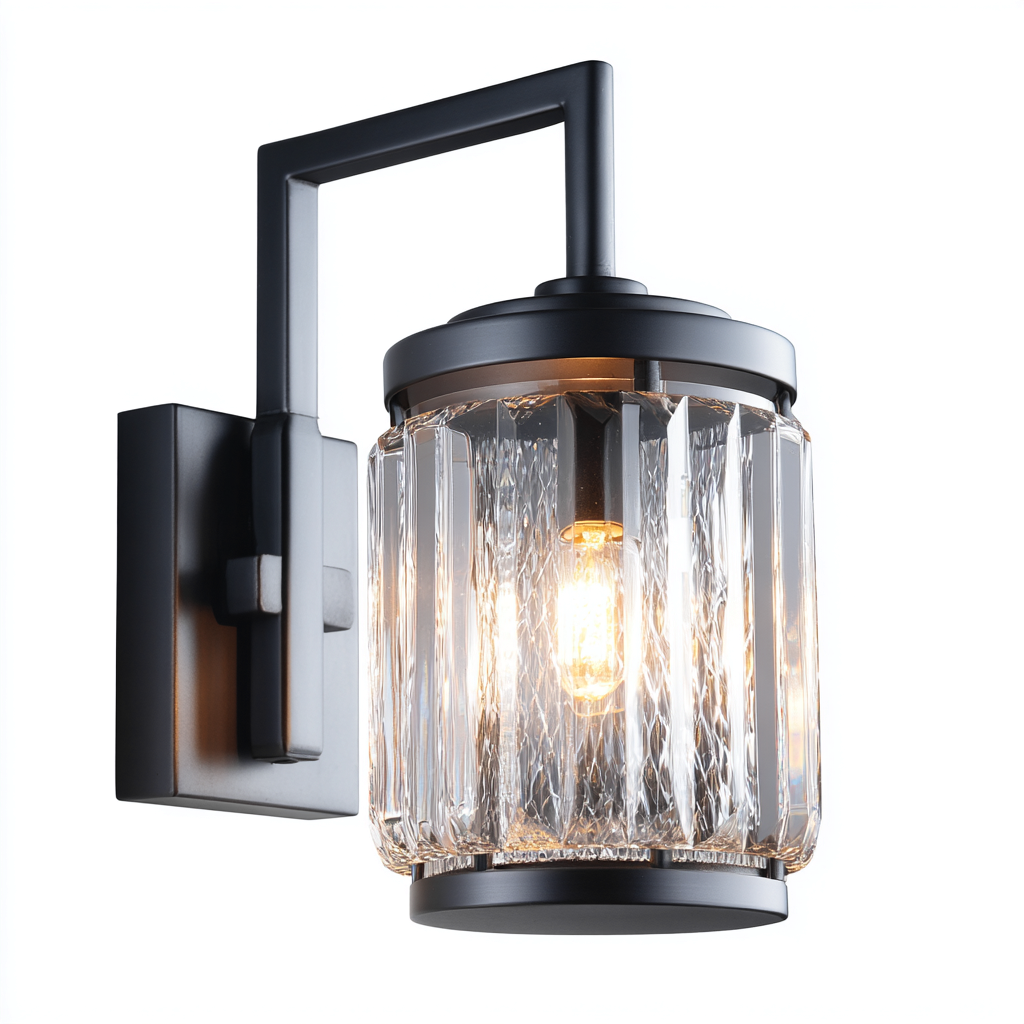 Aplique de pared metal y vidrio 17x14x28 cm - negro - transparente - para pasillo y dormitorio - diseño moderno-Monoiohome