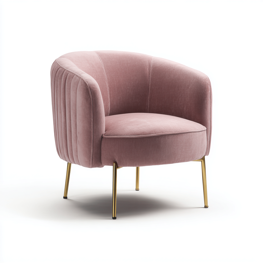Sillón tapizado terciopelo 82x76x84 cm - rosa - diseño moderno para salón-Monoiohome