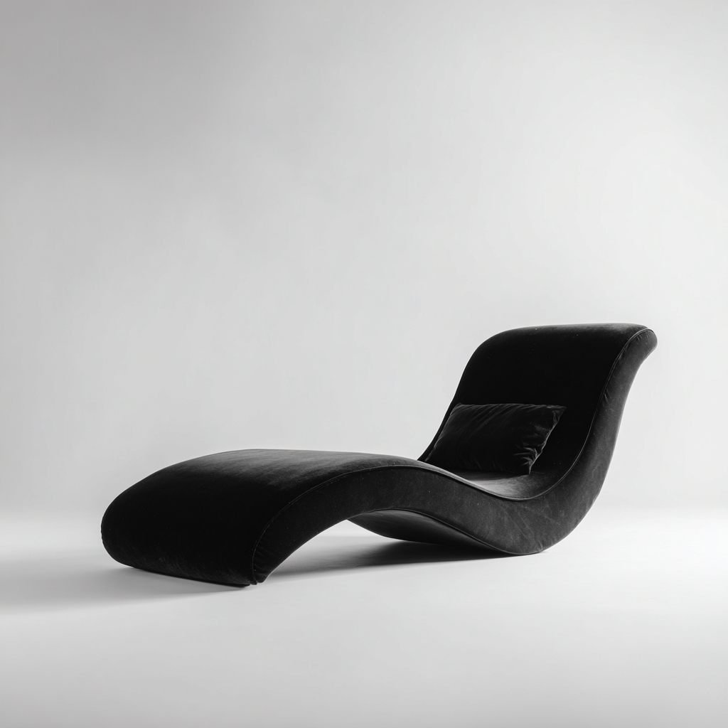 Silla reclinable tapizada 188x78x88 cm - negro - diseño moderno ondulado apta para salón-Monoiohome