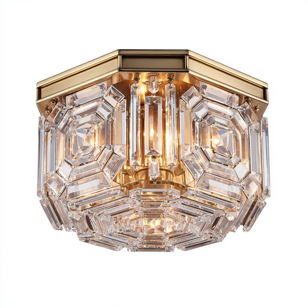 Lámpara de techo - cristal y metal dorado 30x30x20 cm - diseño elegante para interiores-Monoiohome