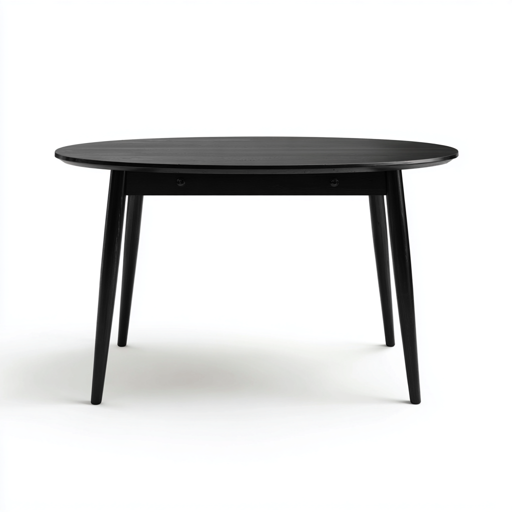 Mesa de comedor redonda madera 120x120x75 cm color negro - diseño moderno - apta para comedor-Monoiohome