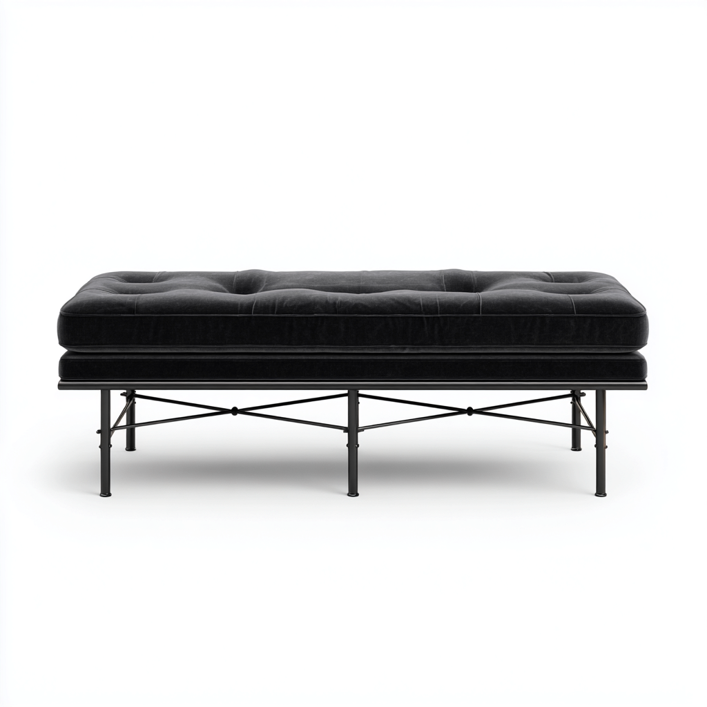Banco de pie de cama terciopelo 140x50x50 cm - negro - diseño moderno para dormitorio-Monoiohome