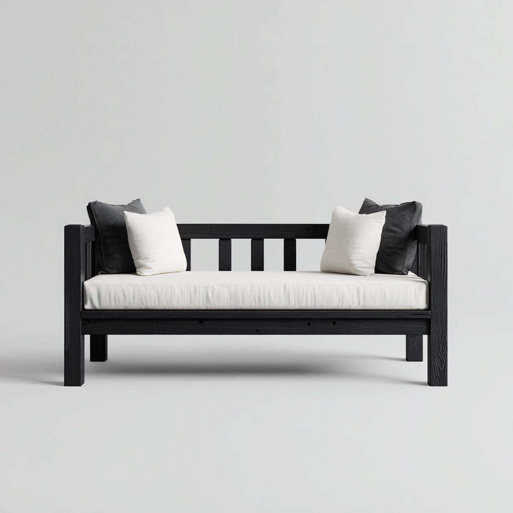 Sofá cama madera 205x95x82 cm negro apto para dormitorio estilo moderno-Monoiohome