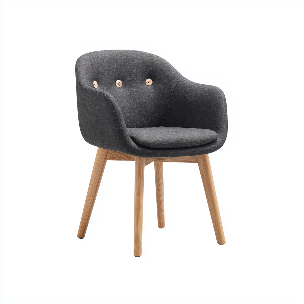 Silla de comedor tapizada con reposabrazos 53x57x86 cm - gris oscuro - diseño moderno con botones apta para comedor-Monoiohome