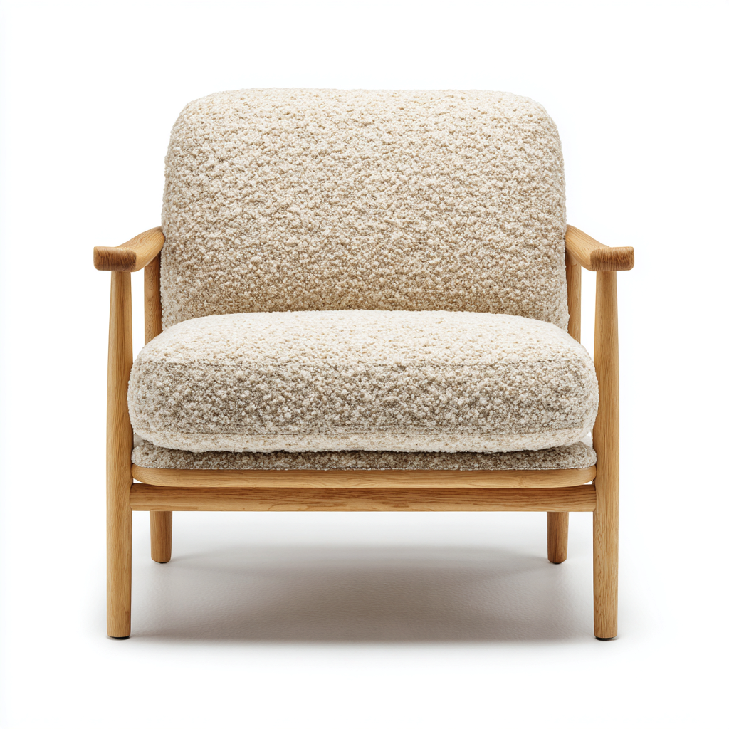 Sillón tapizado bouclé 78x76x88 cm - crema - diseño moderno para salón-Monoiohome