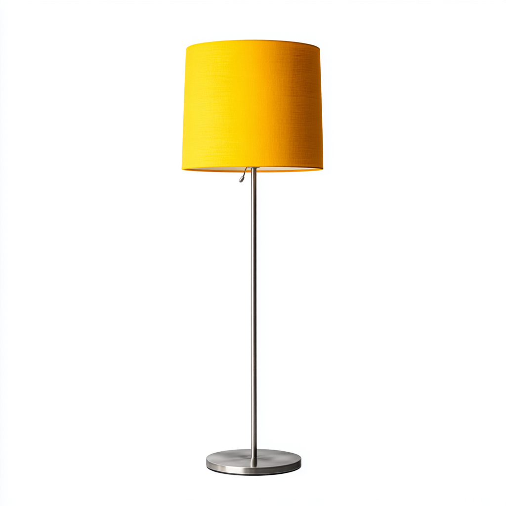 Lámpara de pie metal y tela 30x30x150 cm - amarillo - plata - diseño moderno para salón-Monoiohome