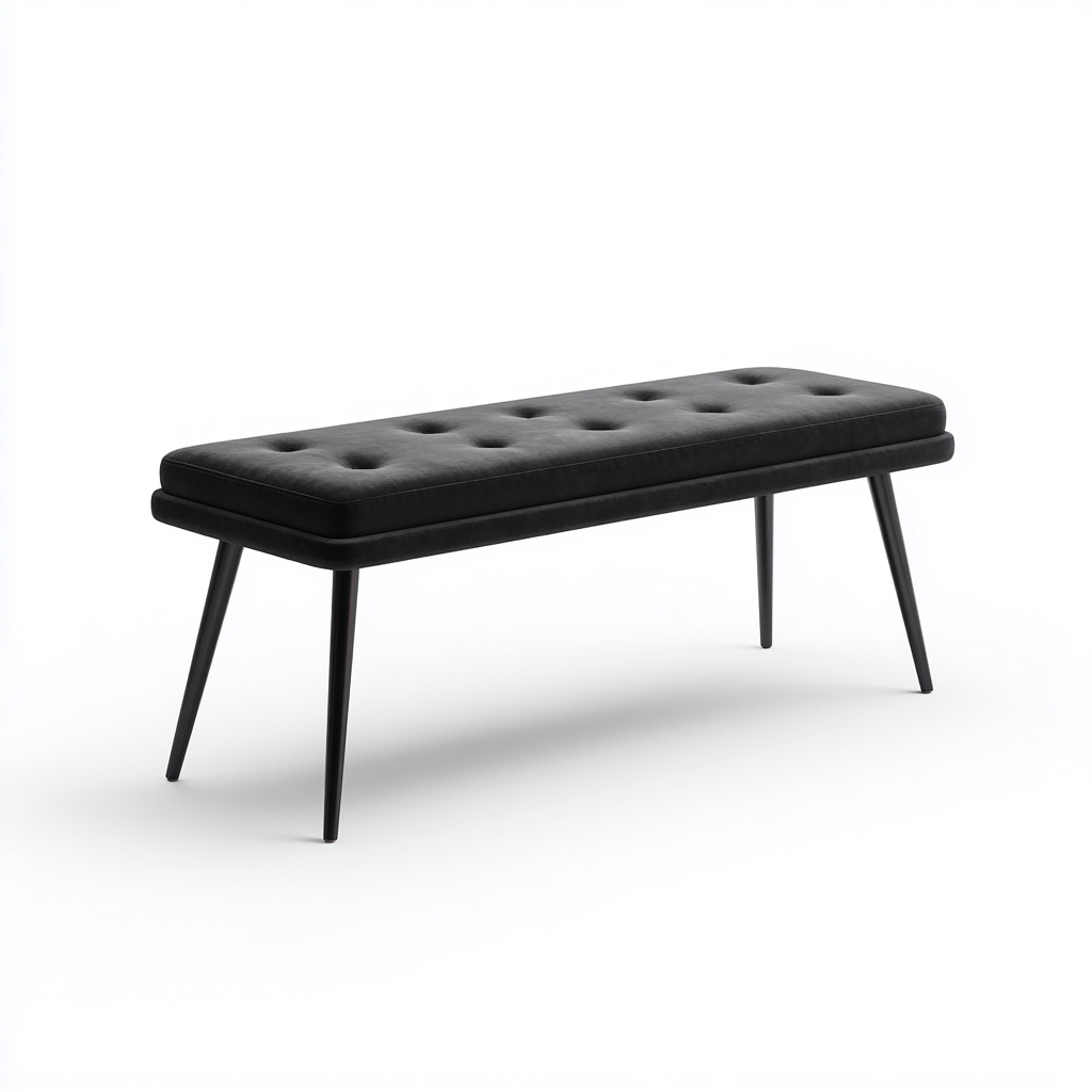 Banco de pie de cama terciopelo 125x45x48 cm - negro - diseño moderno para dormitorio-Monoiohome