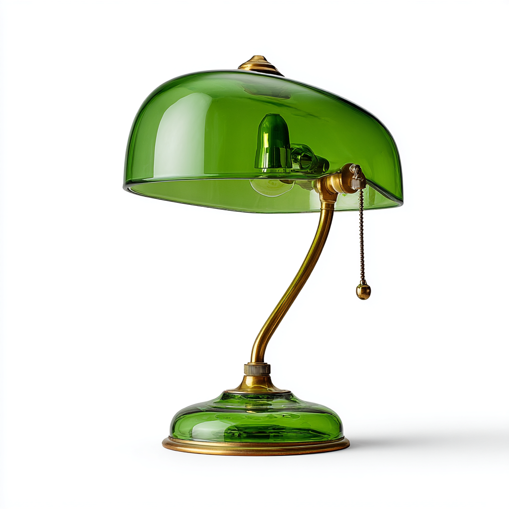 Lámpara de mesa vidrio y metal 24x20x38 cm verde - dorado apta para oficina estilo retro-Monoiohome