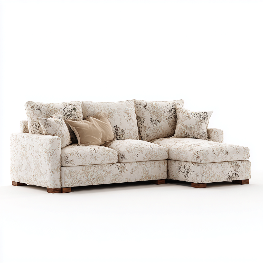 Sofá rinconera tela 275x165x89 cm - beige - diseño moderno para salón-Monoiohome