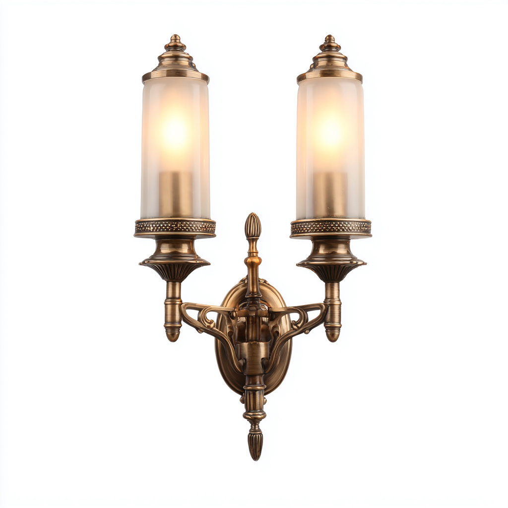 Aplique de pared metal y vidrio 30x12x45 cm - bronce - estilo clásico para interior-Monoiohome