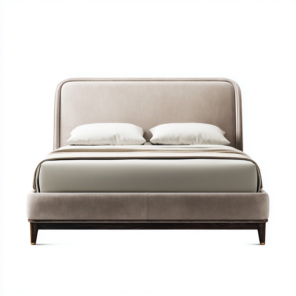 Cama doble tela aterciopelada madera maciza 200x180x108 cm - beige - diseño moderno para dormitorio-Monoiohome