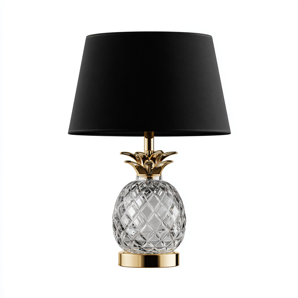 Lámpara de mesa vidrio y metal 22x22x40 cm negro - transparente - dorado apta para salón estilo moderno-Monoiohome