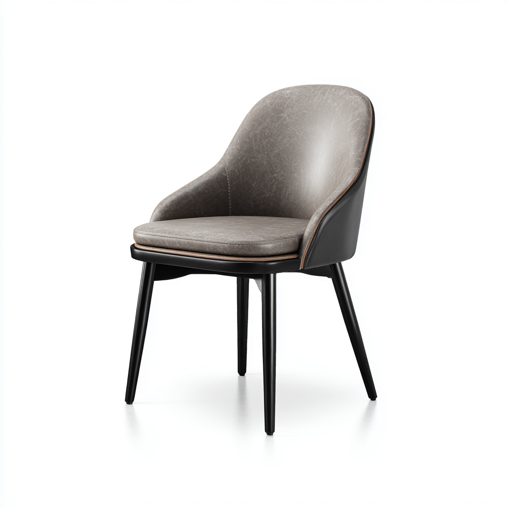 Silla de comedor estructura metálica y tapizado efecto cuero 52x50x84 cm - negro - gris - diseño contemporáneo para comedor-Monoiohome