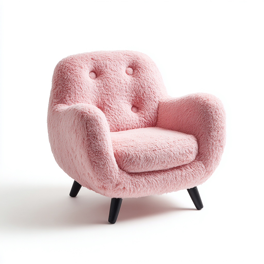 Sillón tapizado peluche 60x58x65 cm - rosa - diseño moderno para salón-Monoiohome