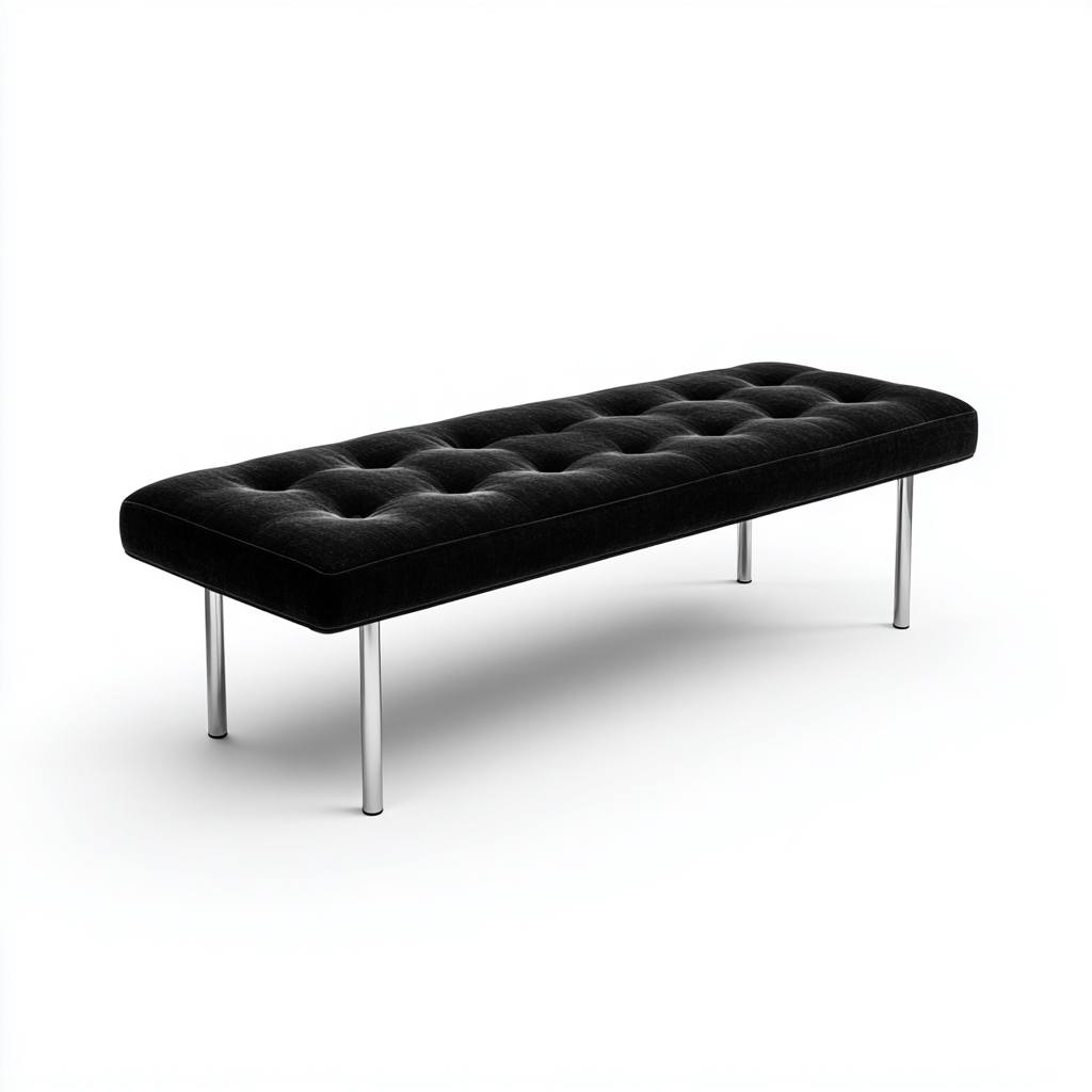 Banco de pie de cama terciopelo 130x45x48 cm - negro - diseño moderno para dormitorio-Monoiohome