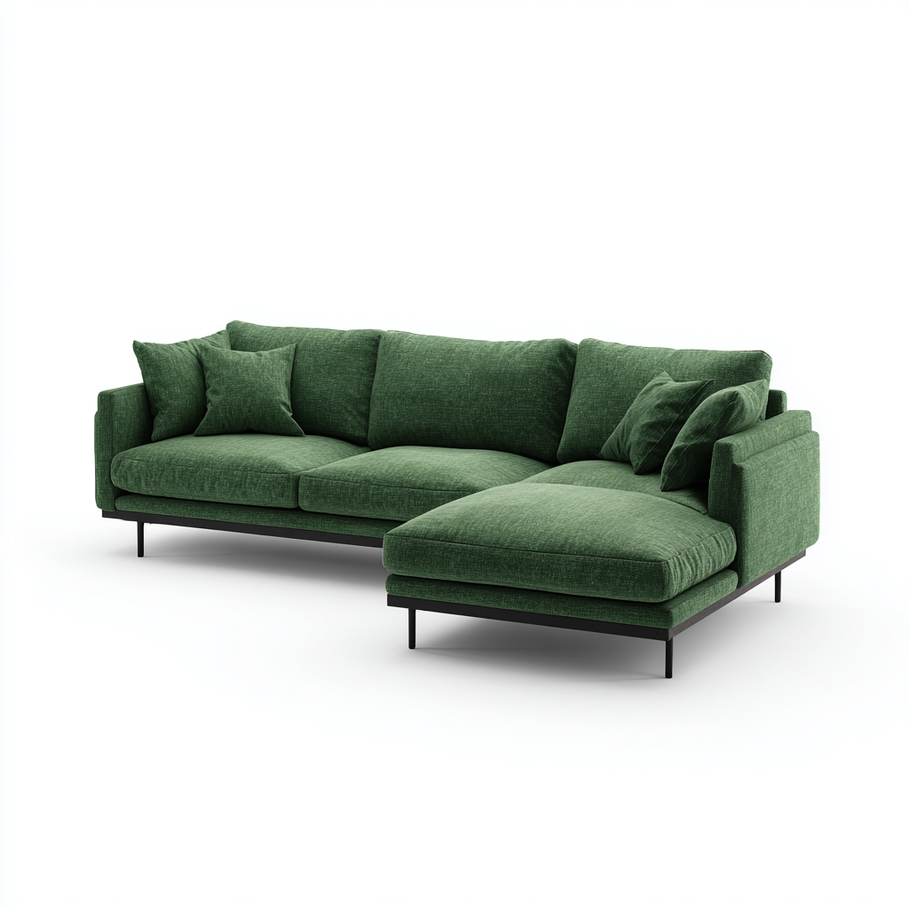 Sofá rinconera tela 280x172x89 cm - verde - diseño moderno para salón-Monoiohome