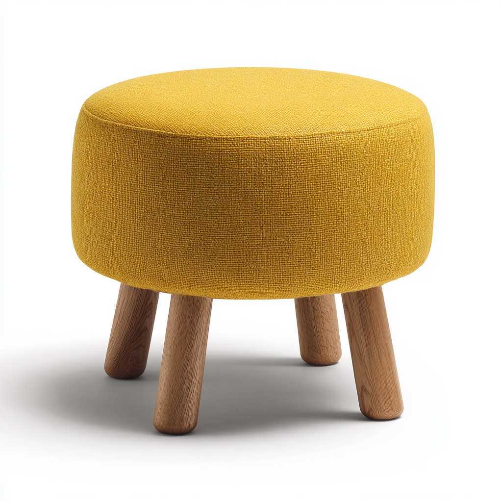 Reposapiés tapizado tela 50x50x40 cm - amarillo - diseño nórdico - apto para salón-Monoiohome