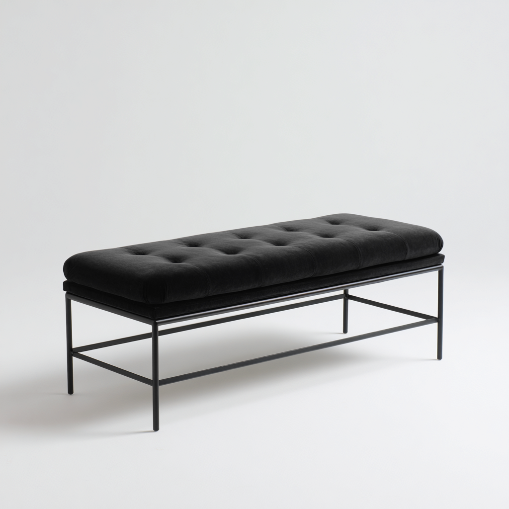 Banco de pie de cama terciopelo 135x45x48 cm - negro - diseño moderno para dormitorio-Monoiohome