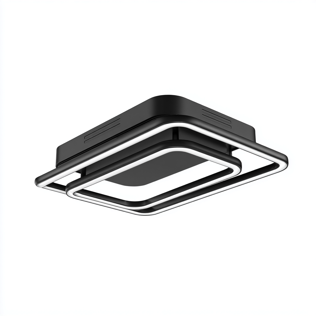 Lámpara de techo - metal y acrílico negro y blanco 42x42x10 cm - diseño moderno para interiores-Monoiohome
