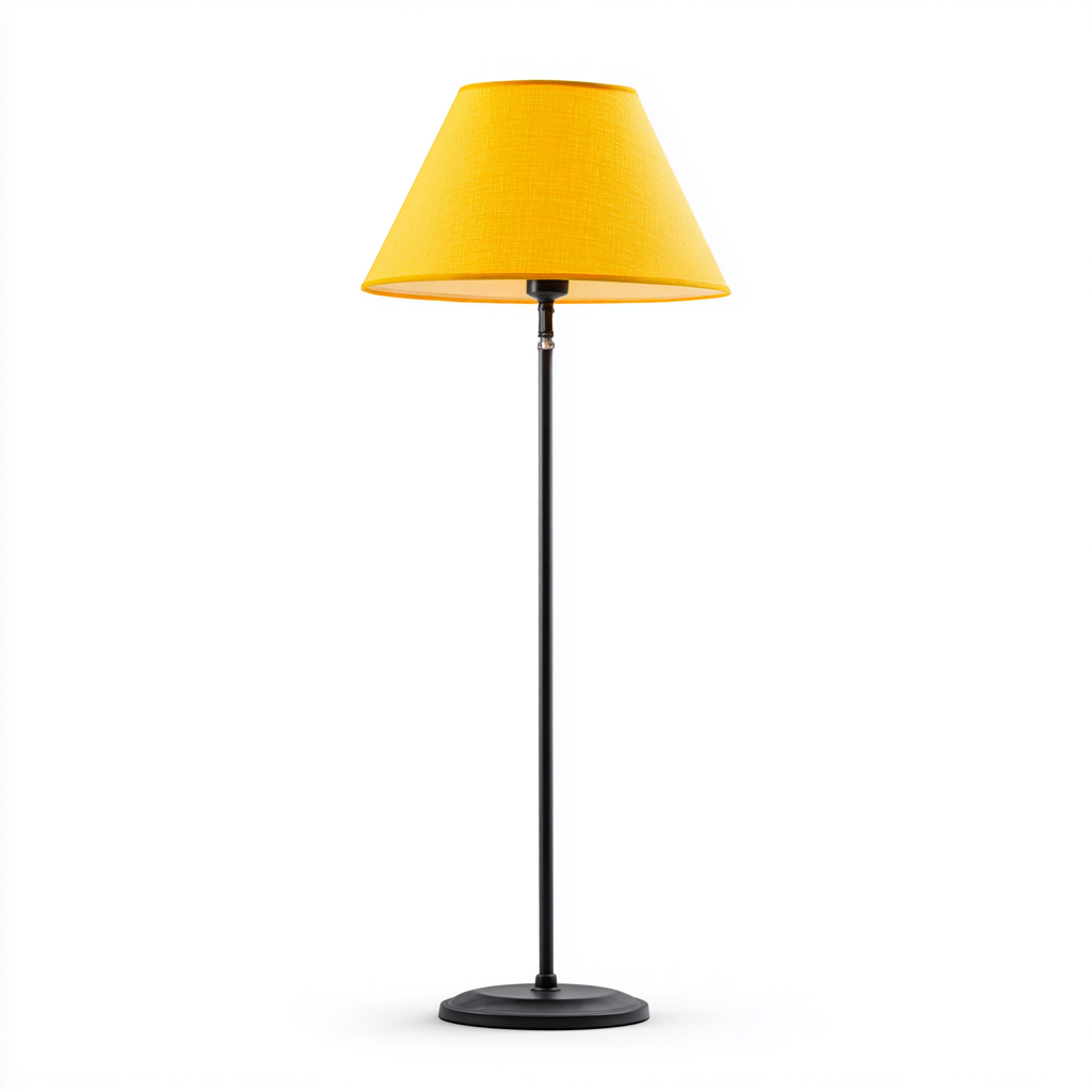 Lámpara de pie metal y tela 30x30x150 cm - amarillo - negro - diseño moderno para salón-Monoiohome