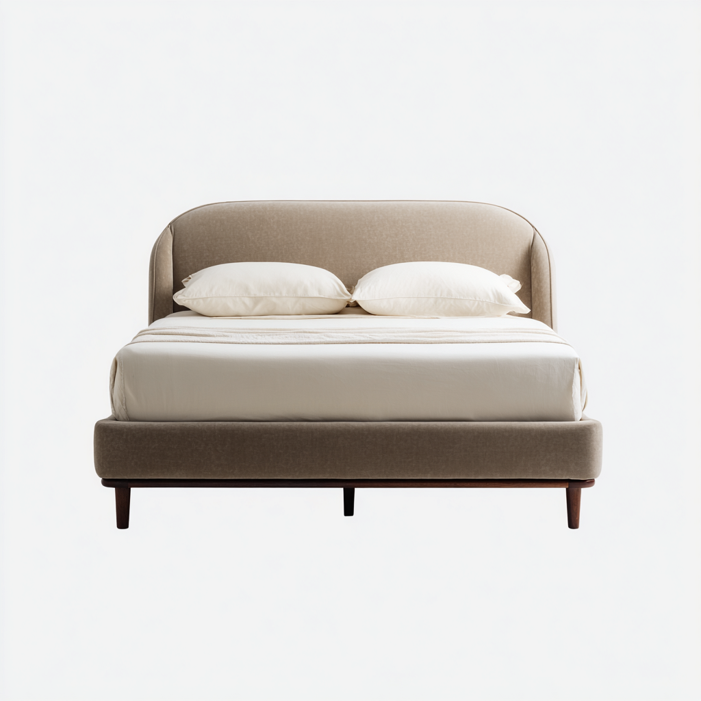 Cama doble tela tapizada madera maciza 200x180x109 cm - beige - diseño moderno para dormitorio-Monoiohome