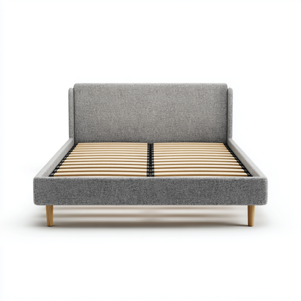 Cama doble tela tapizada estructura con somier 200x180x97 cm - gris - diseño moderno para dormitorio-Monoiohome