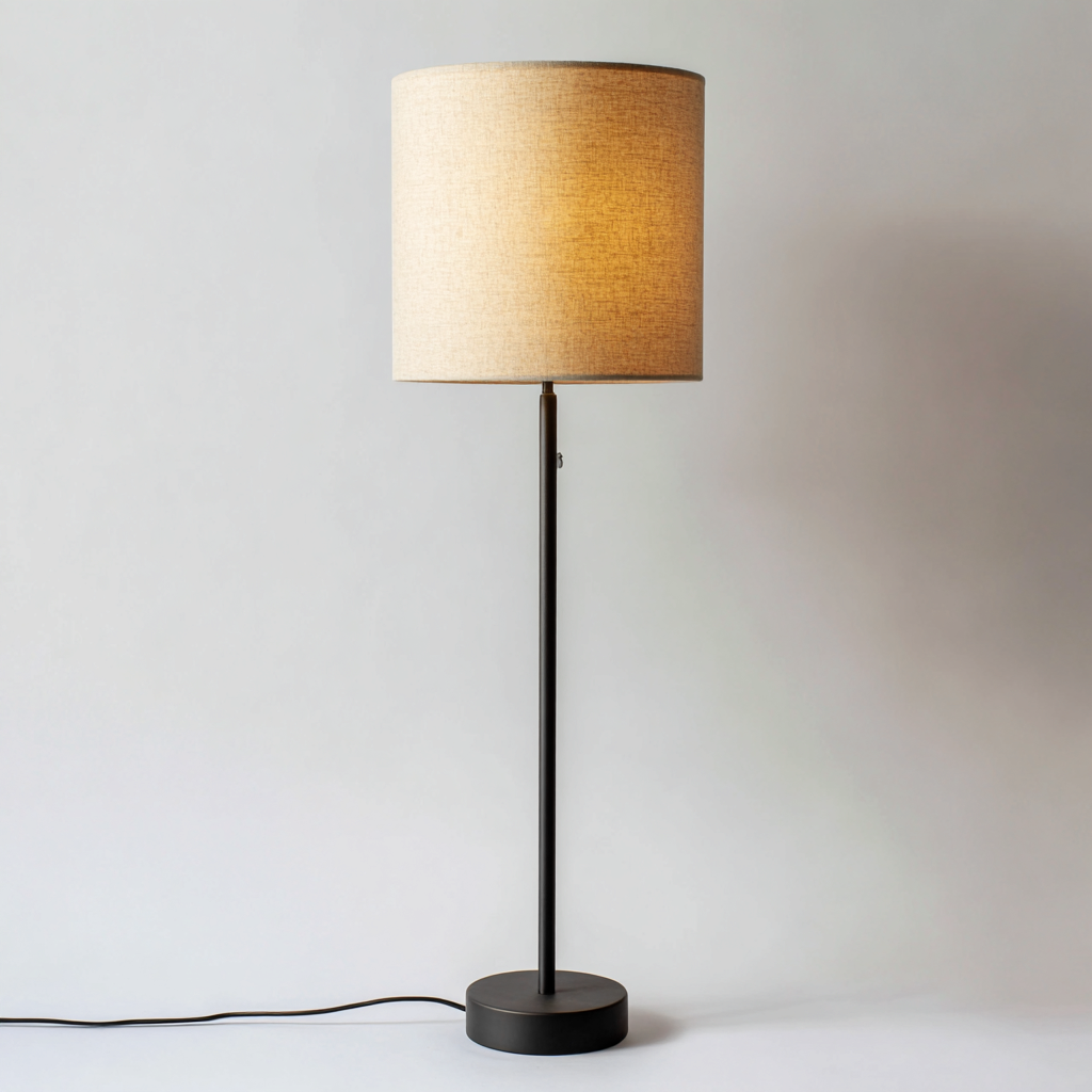Lámpara de pie metal y tela 30x30x150 cm - beige - negro - diseño moderno para salón-Monoiohome