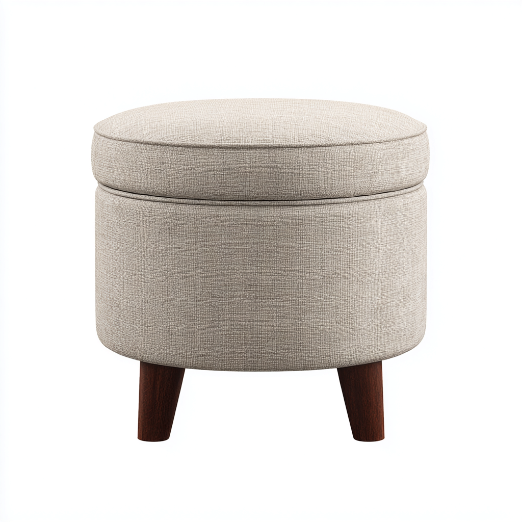 Reposapiés tapizado tela 45x45x49 cm - beige - diseño nórdico - apto para salón-Monoiohome
