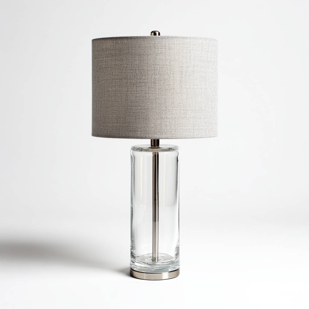 Lámpara de mesa vidrio y metal 25x25x53 cm gris - transparente - plateado apta para salón estilo moderno-Monoiohome