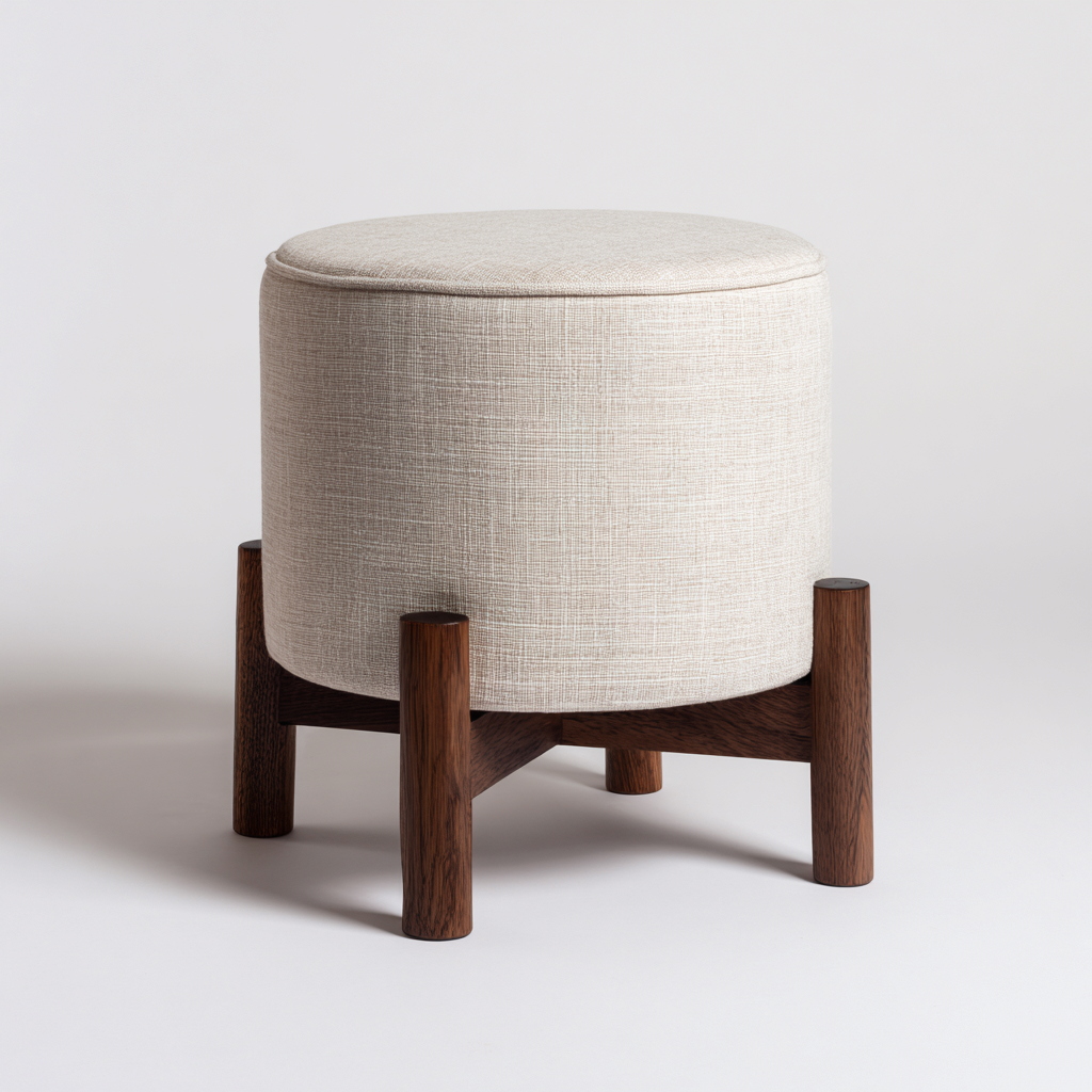 Reposapiés tapizado tela 44x44x50 cm - beige - diseño nórdico - apto para salón-Monoiohome