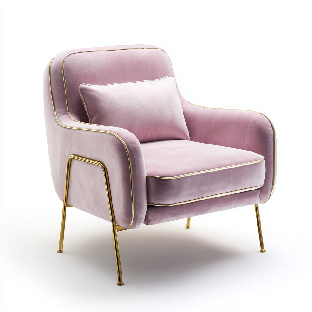Sillón tapizado terciopelo 80x75x90 cm - rosa - diseño moderno para salón-Monoiohome