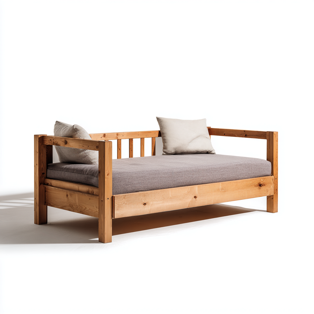 Sofá cama madera 203x96x83 cm marrón apto para dormitorio estilo rústico-Monoiohome