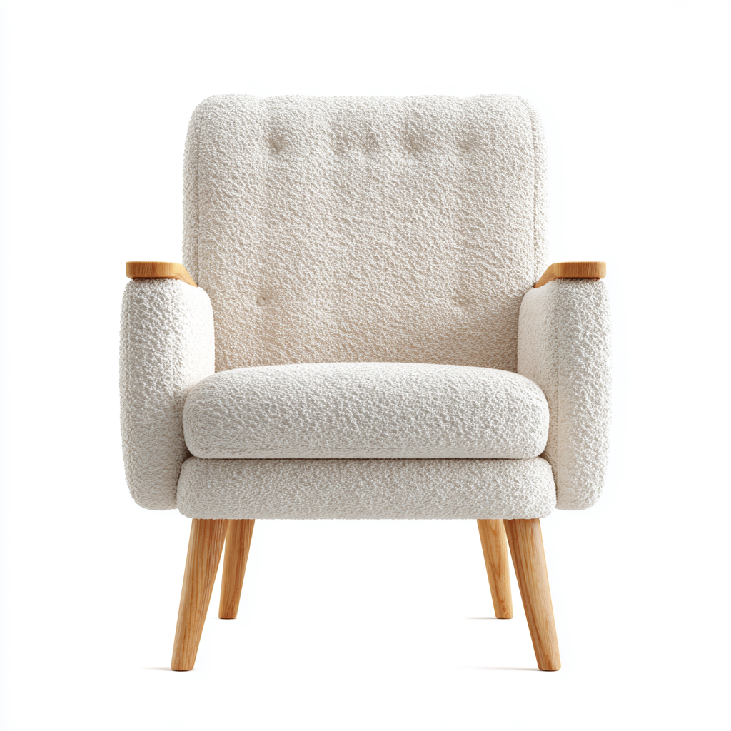 Sillón tapizado bouclé 82x78x95 cm - crema - diseño moderno para salón-Monoiohome